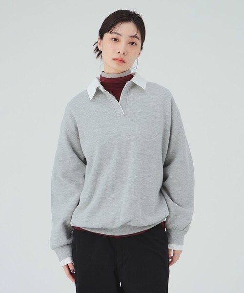 BEAMS HEART(ビームスハート)の「シャツ レイヤード風 スウェット(スウェット・レディース・ブラウン/ライトグレー/ホワイト系その他5・FREE)」の3枚目の写真