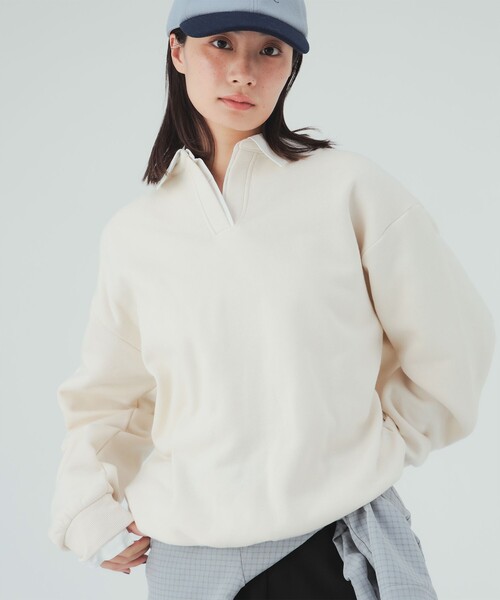 BEAMS HEART(ビームスハート)の「シャツ レイヤード風 スウェット(スウェット・レディース・ブラウン/ライトグレー/ホワイト系その他5・FREE)」の6枚目の写真