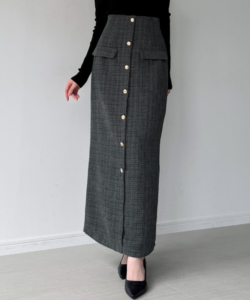 junoah(ジュノア)の「ふわふわツイードIラインスカート(スカート・レディース・グレー/アイボリー/ブラック・SMALL/MEDIUM/LARGE)」の5枚目の写真