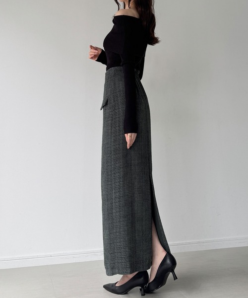 junoah(ジュノア)の「ふわふわツイードIラインスカート(スカート・レディース・グレー/アイボリー/ブラック・SMALL/MEDIUM/LARGE)」の7枚目の写真