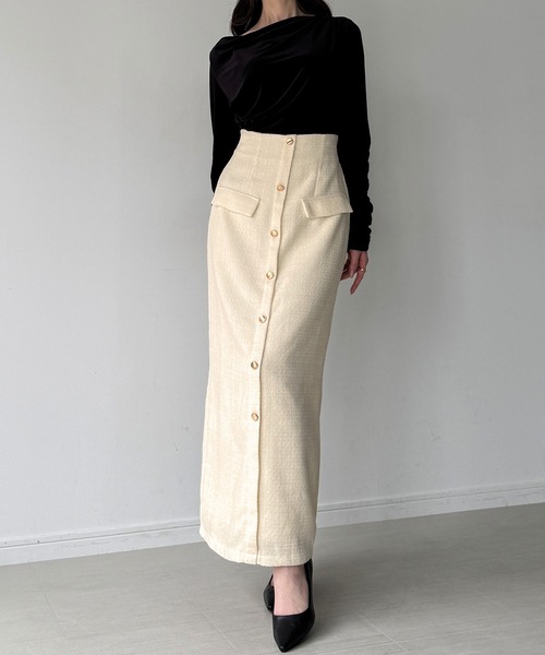 junoah(ジュノア)の「ふわふわツイードIラインスカート(スカート・レディース・グレー/アイボリー/ブラック・SMALL/MEDIUM/LARGE)」の8枚目の写真