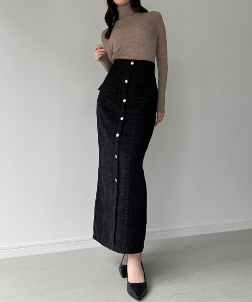 junoah(ジュノア)の「ふわふわツイードIラインスカート(スカート・レディース・グレー/アイボリー/ブラック・SMALL/MEDIUM/LARGE)」の11枚目の写真