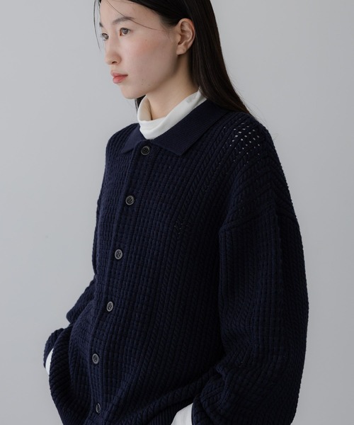 LOWRYS FARM(ローリーズファーム)の「【LFM(U)】クロシェアミニットポロカーディガン 1069264(Tシャツ/カットソー・メンズ・ブラウン/アイボリー/ネイビー/レッド・MEDIUM/LARGE)」の3枚目の写真