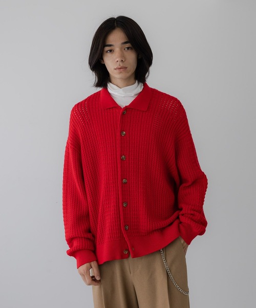 LOWRYS FARM(ローリーズファーム)の「【LFM(U)】クロシェアミニットポロカーディガン 1069264(Tシャツ/カットソー・メンズ・ブラウン/アイボリー/ネイビー/レッド・MEDIUM/LARGE)」の4枚目の写真