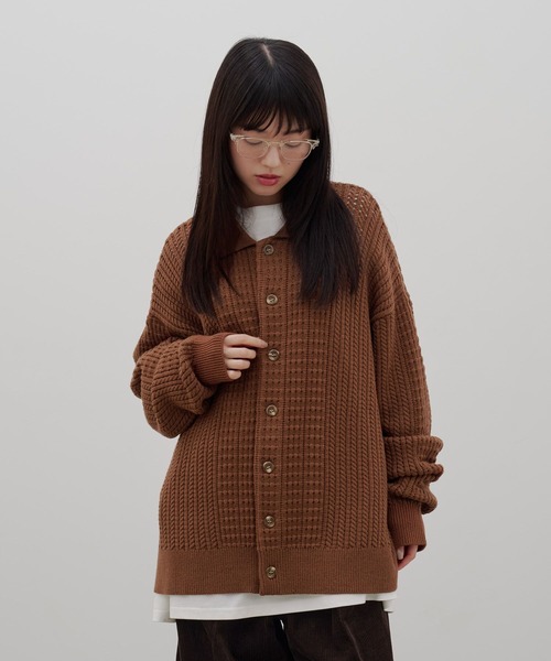 LOWRYS FARM(ローリーズファーム)の「【LFM(U)】クロシェアミニットポロカーディガン 1069264(Tシャツ/カットソー・メンズ・ブラウン/アイボリー/ネイビー/レッド・MEDIUM/LARGE)」の6枚目の写真