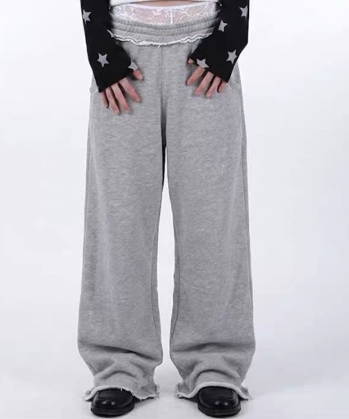 ampm(エーエムピーエム)の「スウェットパンツ ワイドパンツ レイヤード ルーズパンツイージーパンツ(スウェットパンツ・レディース・グレー・FREE)」の10枚目の写真
