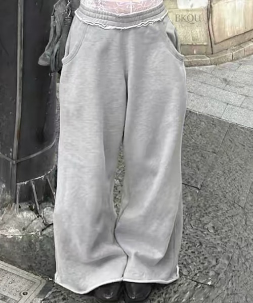 ampm(エーエムピーエム)の「スウェットパンツ ワイドパンツ レイヤード ルーズパンツイージーパンツ(スウェットパンツ・レディース・グレー・FREE)」の6枚目の写真