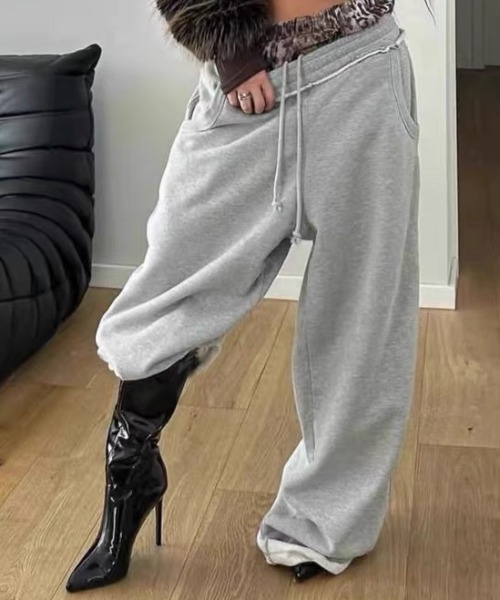 ampm(エーエムピーエム)の「スウェットパンツ ワイドパンツ レイヤード ルーズパンツイージーパンツ(スウェットパンツ・レディース・グレー・FREE)」の18枚目の写真