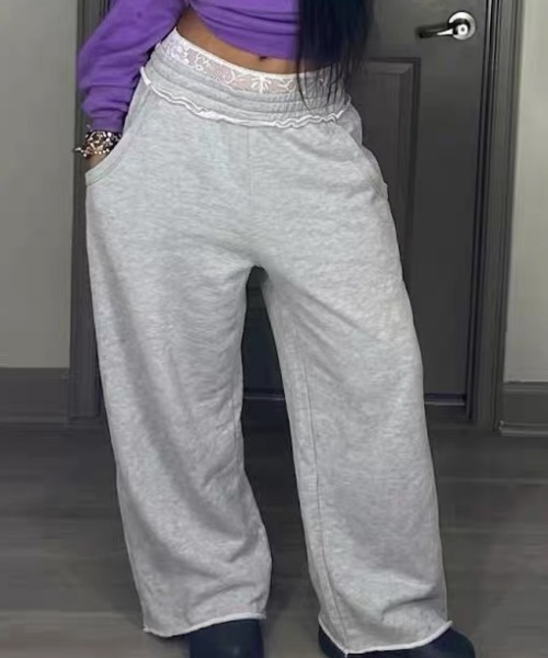 ampm(エーエムピーエム)の「スウェットパンツ ワイドパンツ レイヤード ルーズパンツイージーパンツ(スウェットパンツ・レディース・グレー・FREE)」の20枚目の写真
