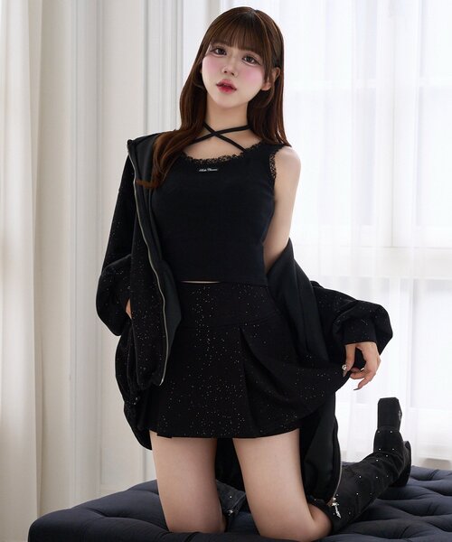 Belle Charme(ベルシャルム)の「【Belle Charme】Sparkle Pleats Skirt(スカート・レディース・ブラック/チャコールグレー/ピンク・FREE)」の5枚目の写真