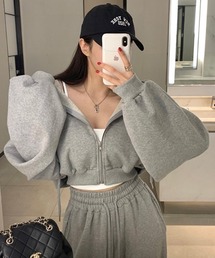 フード付き ショート丈スウェット ワイドパンツ セットアップ