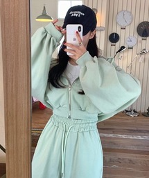 フード付き ショート丈スウェット ワイドパンツ セットアップ