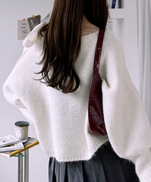 Ada.（エイダ）の「ショルダーリボン モヘアライク ルーズ ニット（ニット/セーター・レディース・グレー/ピンク/ホワイト・FREE）」の7枚目の写真