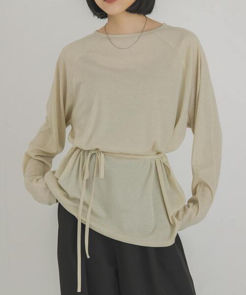 KBF(ケイビーエフ)の「ルーズシアートップス+ストラップ(Tシャツ/カットソー・レディース・ベージュ/ブラウン/オフホワイト・ONE)」の3枚目の写真