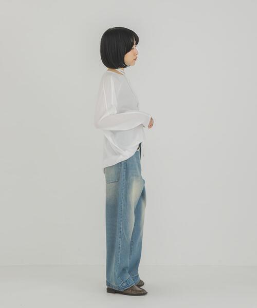 KBF(ケイビーエフ)の「ルーズシアートップス+ストラップ(Tシャツ/カットソー・レディース・ベージュ/ブラウン/オフホワイト・ONE)」の10枚目の写真