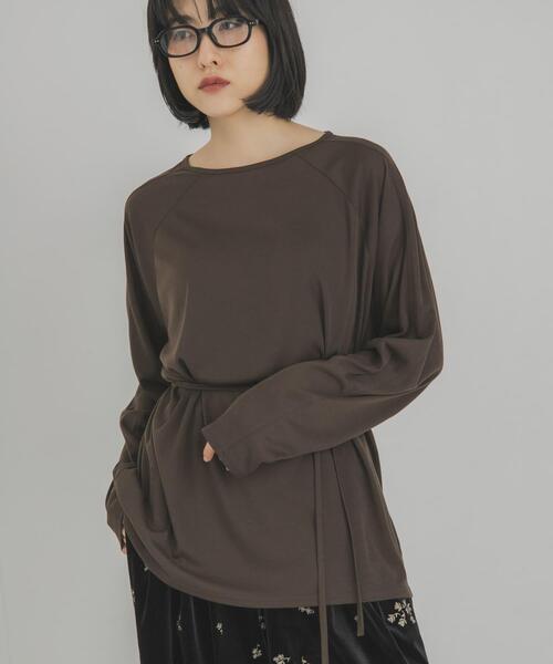 KBF(ケイビーエフ)の「ルーズシアートップス+ストラップ(Tシャツ/カットソー・レディース・ベージュ/ブラウン/オフホワイト・ONE)」の14枚目の写真