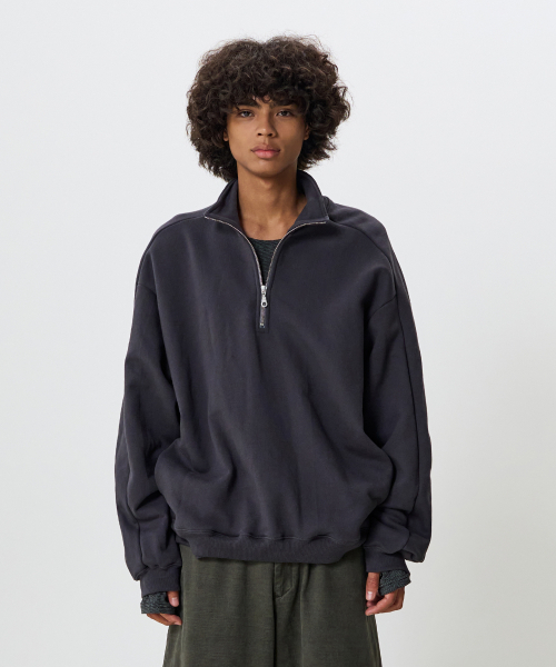 NOUN(ノウン)の「ハーフジップスウェットシャツ(チャコール)(スウェット・メンズ・チャコール・LARGE/MEDIUM)」の3枚目の写真