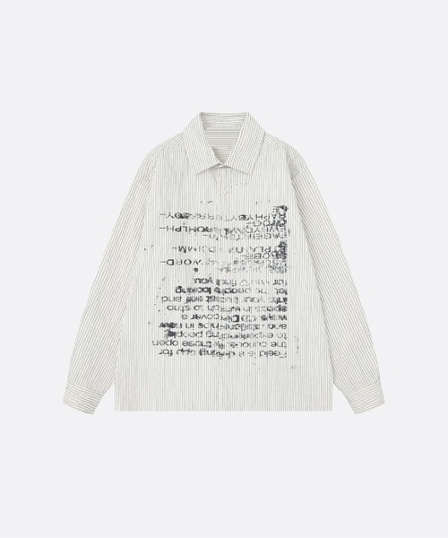 U:UME(ユーム)の「Distressed Script Stripe Shirt(シャツ/ブラウス・メンズ・ブラック/アイボリー・LARGE/MEDIUM/XX-LARGE/X-LARGE)」の1枚目の写真