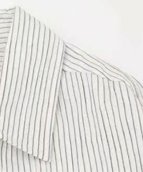 U:UME(ユーム)の「Distressed Script Stripe Shirt(シャツ/ブラウス・メンズ・ブラック/アイボリー・LARGE/MEDIUM/XX-LARGE/X-LARGE)」の3枚目の写真