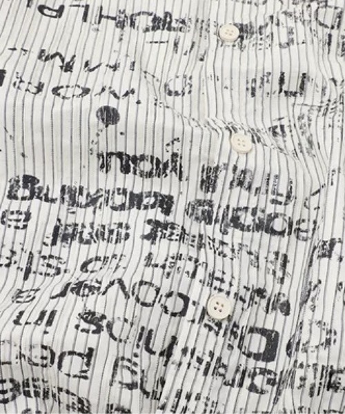 U:UME(ユーム)の「Distressed Script Stripe Shirt(シャツ/ブラウス・メンズ・ブラック/アイボリー・LARGE/MEDIUM/XX-LARGE/X-LARGE)」の4枚目の写真