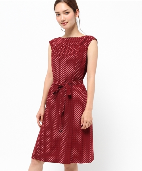 Mackintosh Philosophy ﾏｯｷﾝﾄｯｼｭ ﾌｨﾛｿﾌｨｰ の ウォッシャブル ドットプリントボートネックワンピース ワンピース Wear