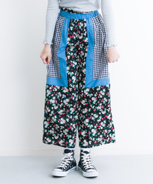 MERLOT | ギンガムチェックx花柄リメイク風パッチワークウエストフリルパンツ5934(その他パンツ)