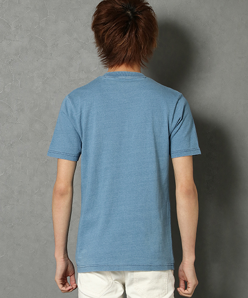 VENCEEXCHANGE(ヴァンスエクスチェンジ)の「インディゴニット切替クールネック半袖T(Tシャツ/カットソー・メンズ・ブルー/ネイビー・LARGE/MEDIUM)」の5枚目の写真