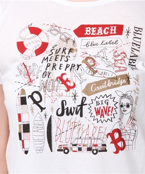 BLUE LABEL CRESTBRIDGE（ブルーレーベルクレストブリッジ）の「SHOGO SEKINEグラフィックTシャツ（Tシャツ/カットソー・レディース・オフホワイト/ネイビー/ピンク・38）」の4枚目の写真