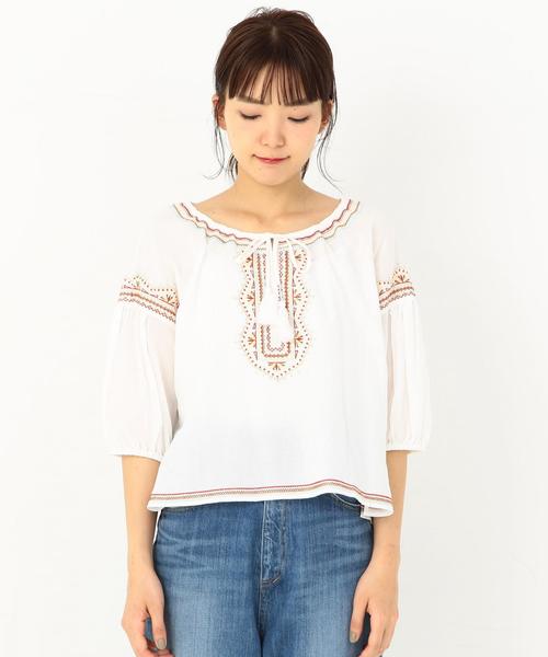 Another Edition（アナザーエディション）の「エンブロイダリープルオーバー ◆（シャツ/ブラウス・レディース・オフホワイト/ブラック/オレンジ・FREE）」の6枚目の写真