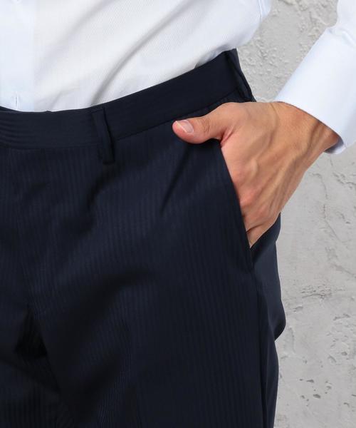 green label relaxing（グリーンレーベルリラクシング）の「TW/SILK シャドーストライプ スリム NP パンツ ◆（スーツパンツ・メンズ・ブラック/ダークグレー/ネイビー・76ｃｍ/80ｃｍ/84ｃｍ/88ｃｍ/72cm/92cm）」の16枚目の写真