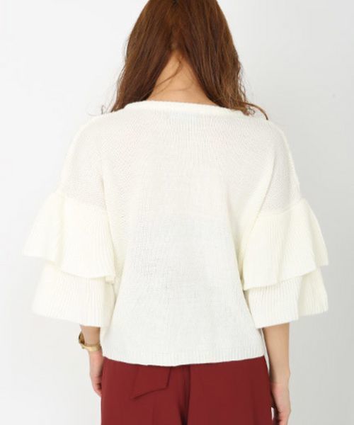 ENVYM（アンビー）の「ティアードシアースリーブケーブルＫＮＩＴ（ニット/セーター・レディース・ホワイト/ブラック/グリーン/ボルドー・FREE）」の9枚目の写真