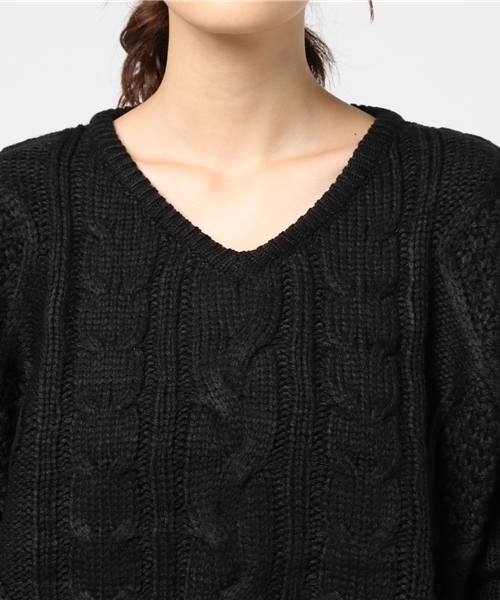 ENVYM（アンビー）の「ティアードシアースリーブケーブルＫＮＩＴ（ニット/セーター・レディース・ホワイト/ブラック/グリーン/ボルドー・FREE）」の16枚目の写真