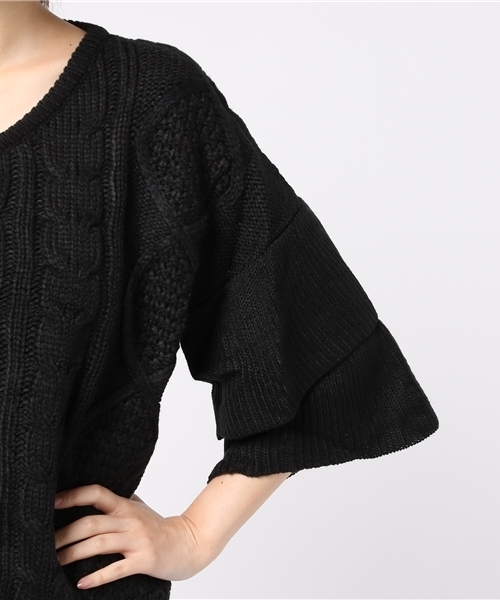 ENVYM（アンビー）の「ティアードシアースリーブケーブルＫＮＩＴ（ニット/セーター・レディース・ホワイト/ブラック/グリーン/ボルドー・FREE）」の17枚目の写真