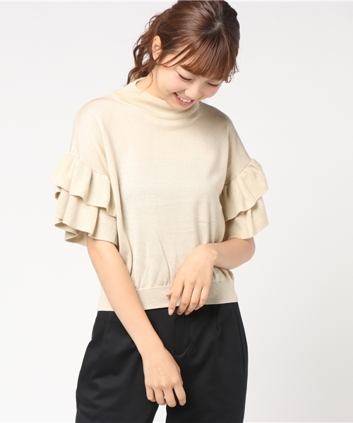 FREE'S MART（フリーズマート）の「アンジェリーナ袖フリルニット（ニット/セーター・レディース・ブラック/ベージュ/ピンク/ブルー・FREE）」の13枚目の写真