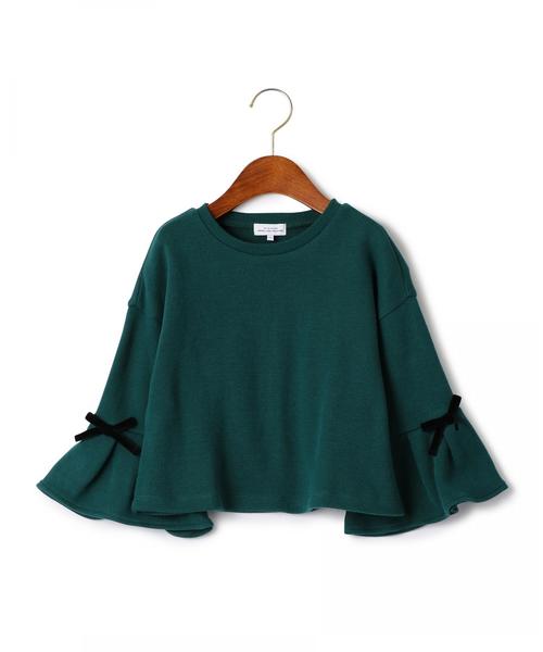 green label relaxing(グリーンレーベルリラクシング)の「【キッズ】ベルスリーブリボンプルオーバー ◆(Tシャツ/カットソー・キッズ・ケリー/ダークグレー・135/125/115/105/95)」の2枚目の写真