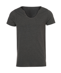 TOPMAN | CHARCOAL OPEN RAW NOTCH T-SHIRT(Tシャツ/カットソー)