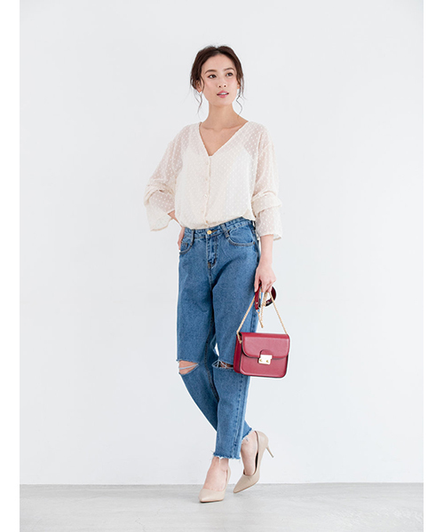 fifth（フィフス）の「フラップチェーンミドルショルダーバッグ（ショルダーバッグ・レディース・ブラック/パープル/レッド/ピンク/グレー/グリーン・FREE）」の8枚目の写真