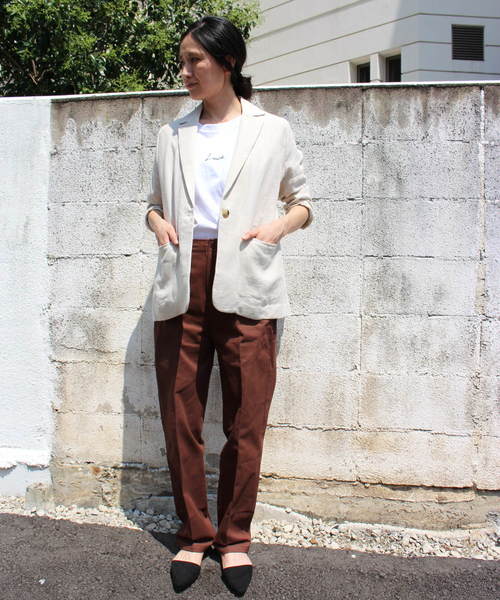 ottilie(オティーリエ)の「ちびLUCKプリントTシャツ(Tシャツ/カットソー・レディース・オフホワイト/ブラック/チャコールグレー/ピンク・FREE)」の6枚目の写真