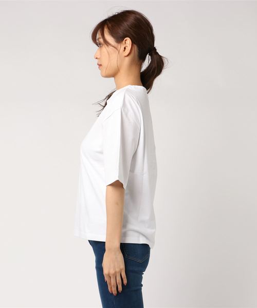 ottilie(オティーリエ)の「ちびLUCKプリントTシャツ(Tシャツ/カットソー・レディース・オフホワイト/ブラック/チャコールグレー/ピンク・FREE)」の12枚目の写真