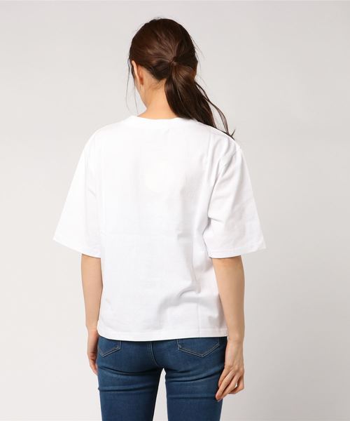 ottilie(オティーリエ)の「ちびLUCKプリントTシャツ(Tシャツ/カットソー・レディース・オフホワイト/ブラック/チャコールグレー/ピンク・FREE)」の13枚目の写真