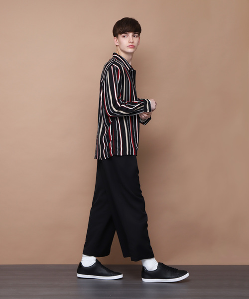 EMMA CLOTHES（エマクローズ）の「マルチストライプL/Sレギュラーカラーシャツ（シャツ/ブラウス・メンズ・ブラック/ネイビー/ワイン・M/L）」の4枚目の写真
