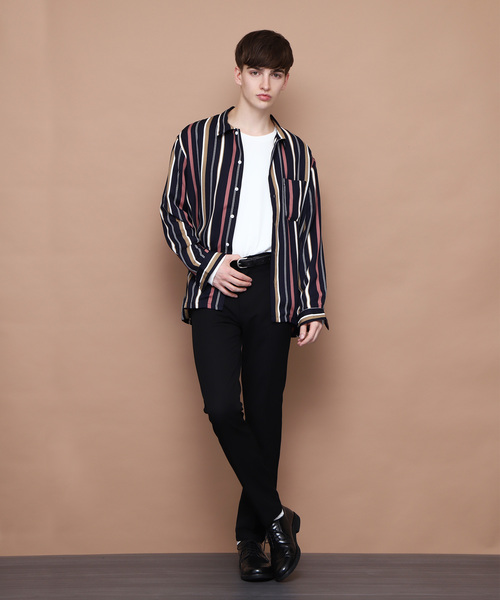 EMMA CLOTHES（エマクローズ）の「マルチストライプL/Sレギュラーカラーシャツ（シャツ/ブラウス・メンズ・ブラック/ネイビー/ワイン・M/L）」の5枚目の写真