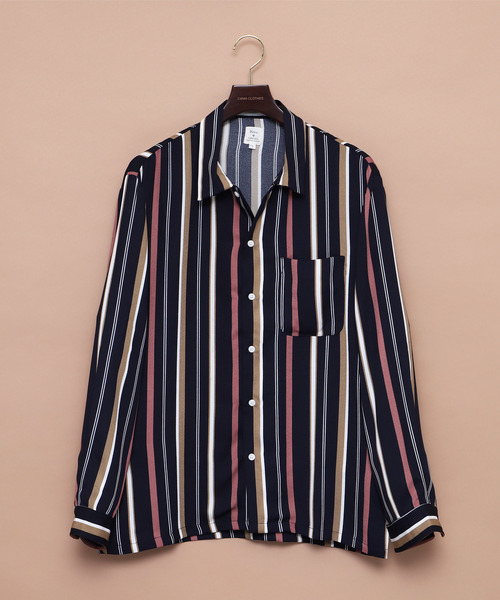 EMMA CLOTHES（エマクローズ）の「マルチストライプL/Sレギュラーカラーシャツ（シャツ/ブラウス・メンズ・ブラック/ネイビー/ワイン・M/L）」の8枚目の写真
