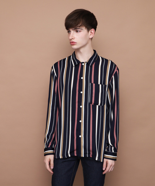 EMMA CLOTHES（エマクローズ）の「マルチストライプL/Sレギュラーカラーシャツ（シャツ/ブラウス・メンズ・ブラック/ネイビー/ワイン・M/L）」の14枚目の写真