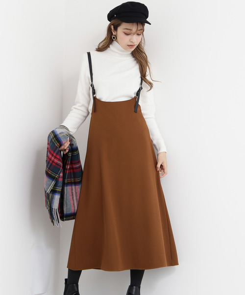 N.(N. Natural Beauty Basic)(エヌエヌナチュラルビューティーベーシック)の「サスペンダー付スカート(ジャンパースカート・レディース・ブラック/ブラウン・MEDIUM)」の2枚目の写真