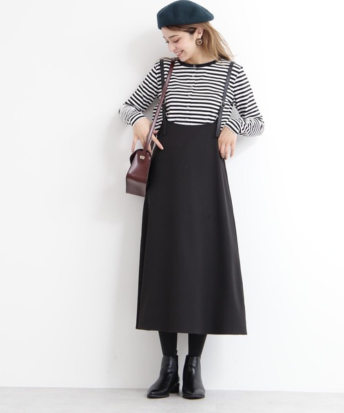 N.(N. Natural Beauty Basic)(エヌエヌナチュラルビューティーベーシック)の「サスペンダー付スカート(ジャンパースカート・レディース・ブラック/ブラウン・MEDIUM)」の6枚目の写真
