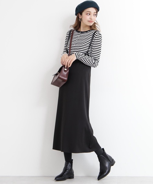 N.(N. Natural Beauty Basic)(エヌエヌナチュラルビューティーベーシック)の「サスペンダー付スカート(ジャンパースカート・レディース・ブラック/ブラウン・MEDIUM)」の7枚目の写真