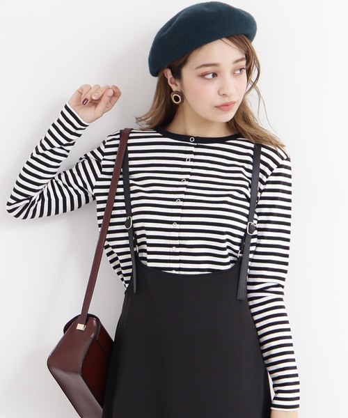 N.(N. Natural Beauty Basic)(エヌエヌナチュラルビューティーベーシック)の「サスペンダー付スカート(ジャンパースカート・レディース・ブラック/ブラウン・MEDIUM)」の10枚目の写真