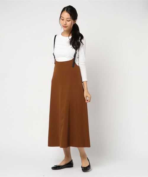 N.(N. Natural Beauty Basic)(エヌエヌナチュラルビューティーベーシック)の「サスペンダー付スカート(ジャンパースカート・レディース・ブラック/ブラウン・MEDIUM)」の11枚目の写真