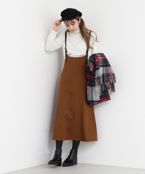 N.(N. Natural Beauty Basic)(エヌエヌナチュラルビューティーベーシック)の「サスペンダー付スカート(ジャンパースカート・レディース・ブラック/ブラウン・MEDIUM)」の12枚目の写真